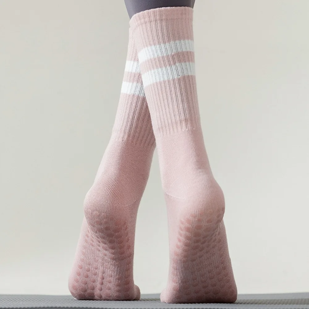 

Warm Simple Stripe Non-slip For Women Yoga Socks Women Socks Cotton Korean Style Socks Middle Tube Hosiery