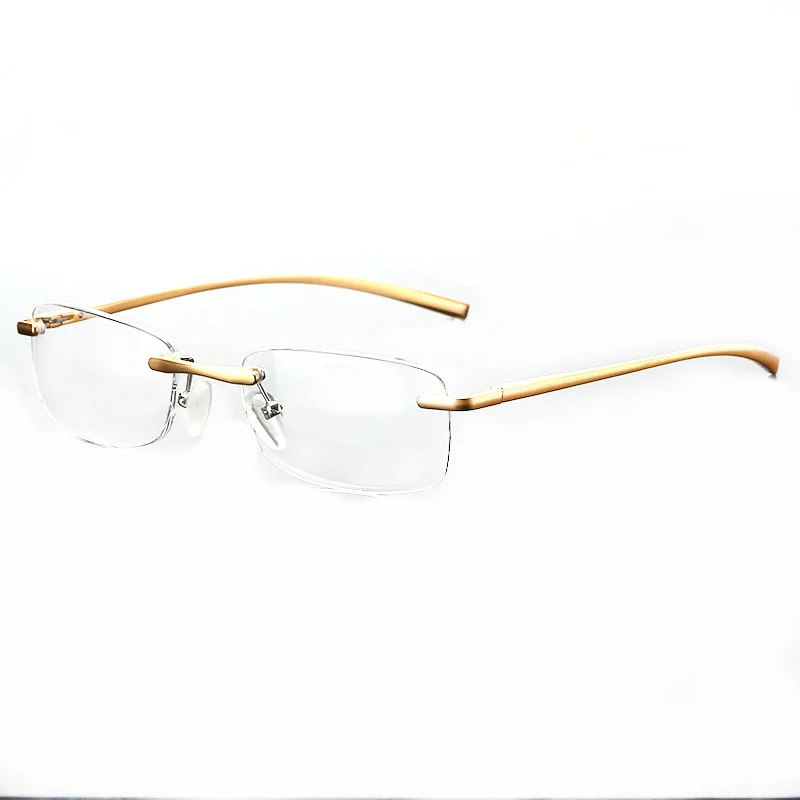 Plus Reading Glasses Men Rimless Alloy Frame Luxury Presbyopic Glasses Magnifing Presbyopia Clear Glasses +1.0 1.5 4.0