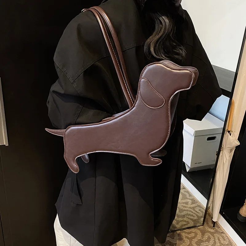 

2025 Retro New Cartoon Dog Shoulder Bags Pu Leather Luxury Tote Bags Niche Design Commuter Travel Handbags Ladies Purse Handbag