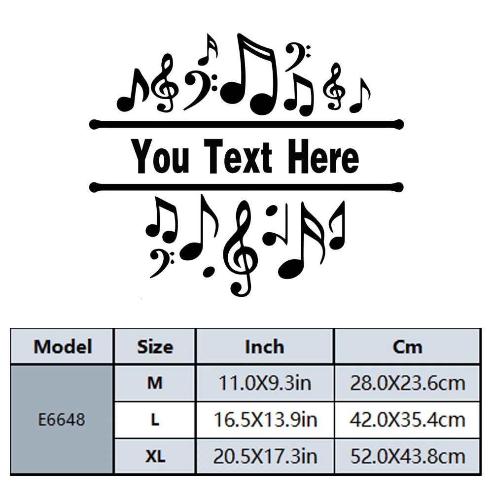 1PC Creative Musical note Customizable Text Wall Sticker Self Adhesive Vinyl Living Room Decor Wall Art MURAL