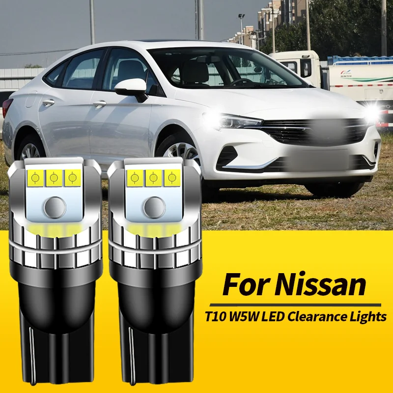 

2PCS T10 W5W LED Clearance Lights Bulbs Canbus For Nissan Almera N15 N16 95-13 Terrano D10 R20 R50 93-20 Navara NP300 D23 04-20