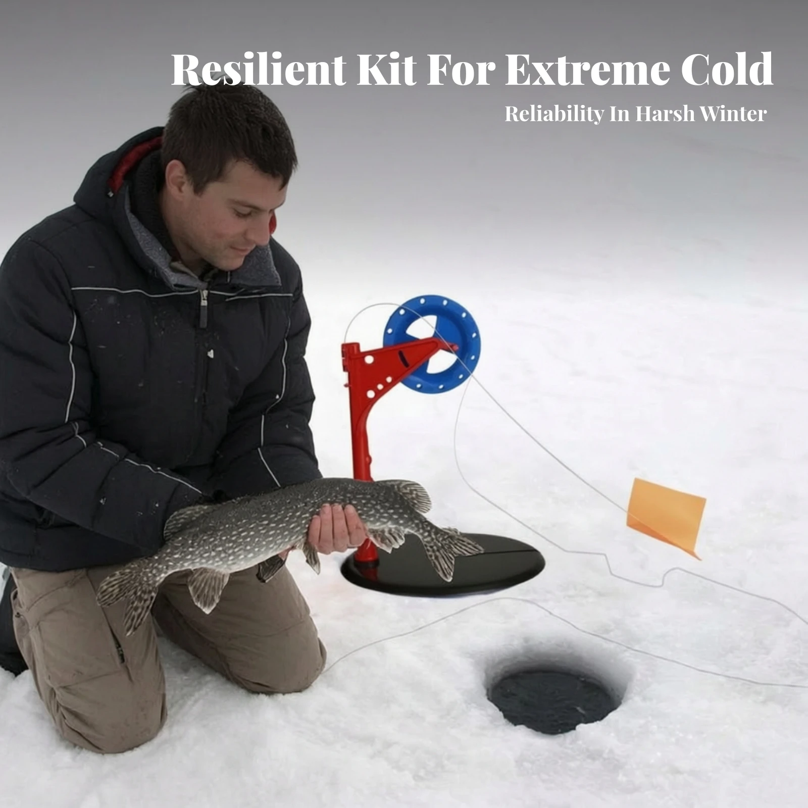 10 Pieces Ice Fishing Flag Set Long-Lasting Ice Fishing Ice Fishing Signal with Carrying Bag Ice Fishing Signal with Marker Flag