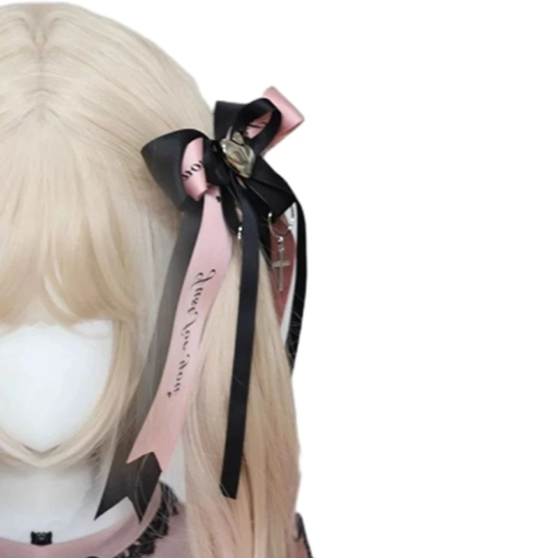 Presilhas cabelo para empregada anime, presilha cabelo com laço, cosplay, grampo cabelo, tema menina, clipe