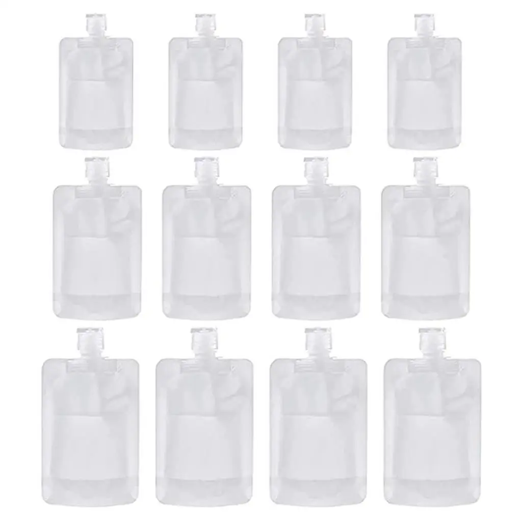 12 Pieces Liquid Bags Stand-up Pouch 30/50/100ml Plastic Empty Bag