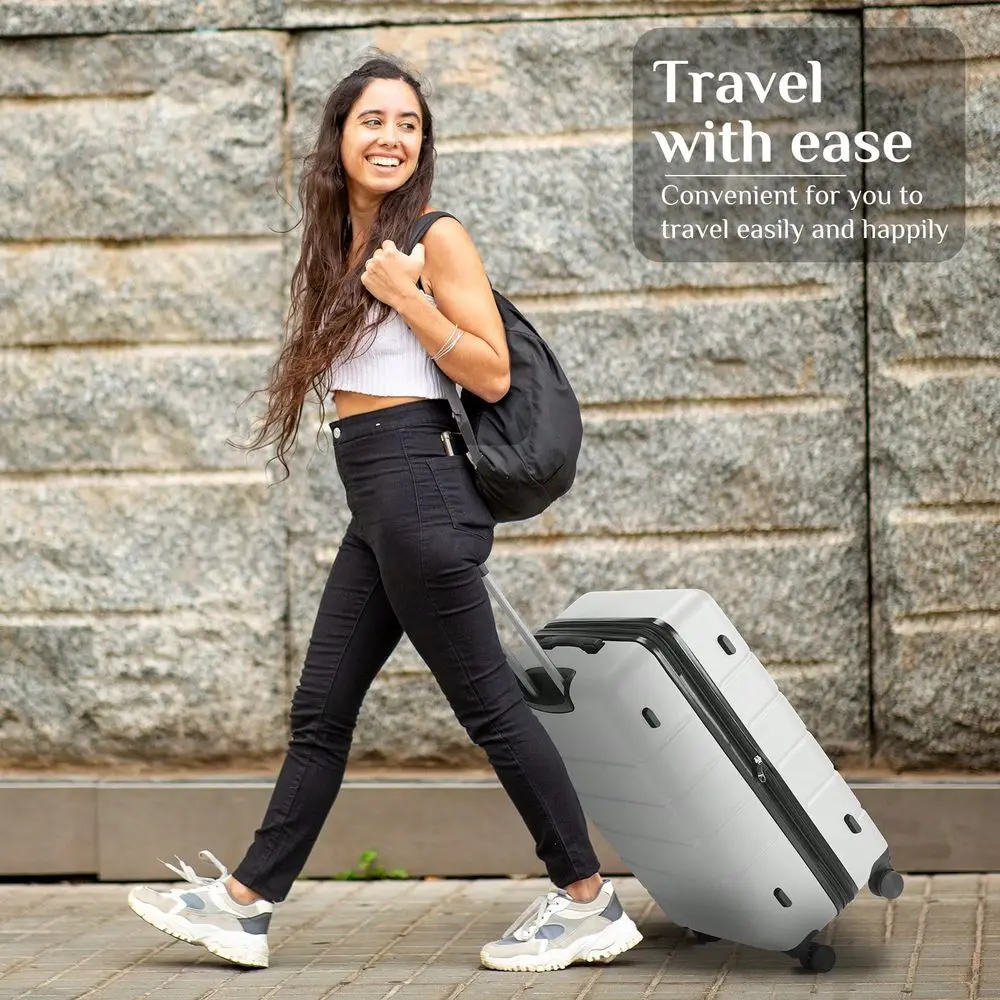 

Расширяемый чемодан на колесиках OLIXIS, 24 дюйма, жесткий корпус, с двойными вращающимися колесами, замком TSA и легким весом, черный цвет