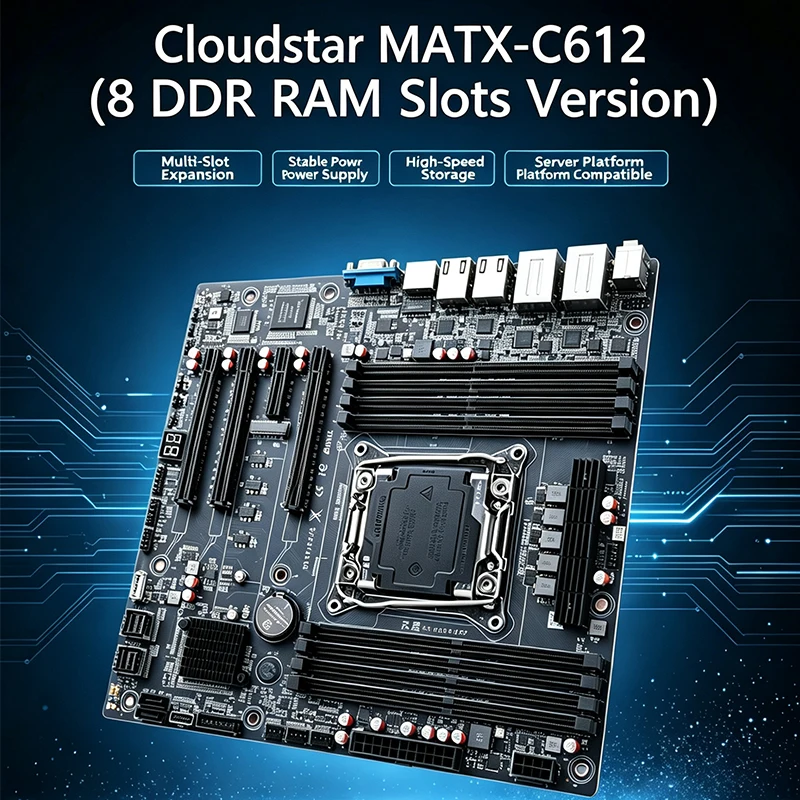 C612 Motherboard MATX Board 8 DDR4 Memory Slots+4 PCle slots + BMC + multiple USB interfaces