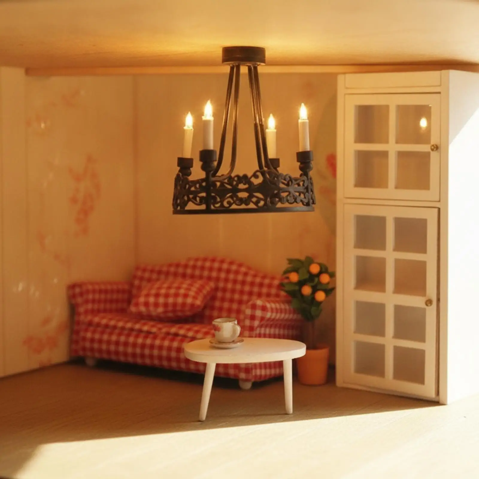 Small Alloy Ceiling Lamp for Miniature Room Dollhouse Lighting Decor Tiny House Model Lightweight Fixture