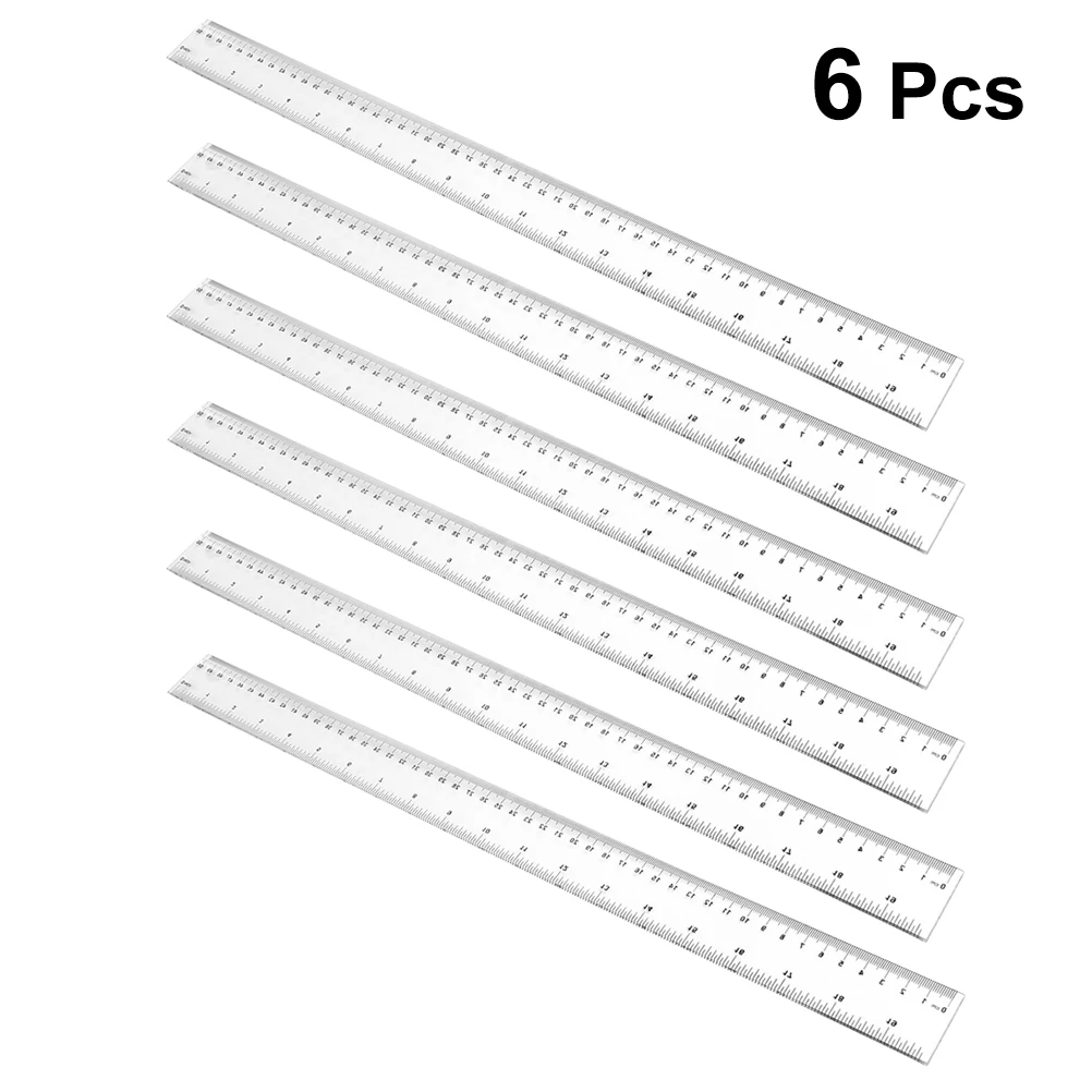 

6Pcs Plastic Rulers Clear Scale High Accuracy Drawing Straight Student School Office Factory Gift Kids