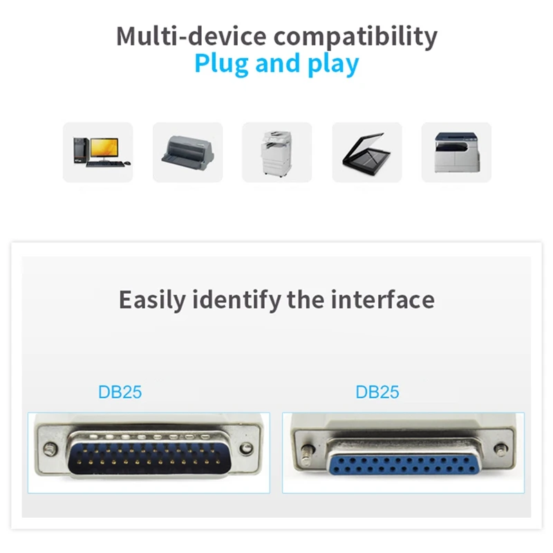 สายต่อขยาย25-PIN M TO Hole F ใหม่สายต่อเครื่องพิมพ์แบบ DB25ขนาน (25ขาตัวผู้-ตัวเมีย)