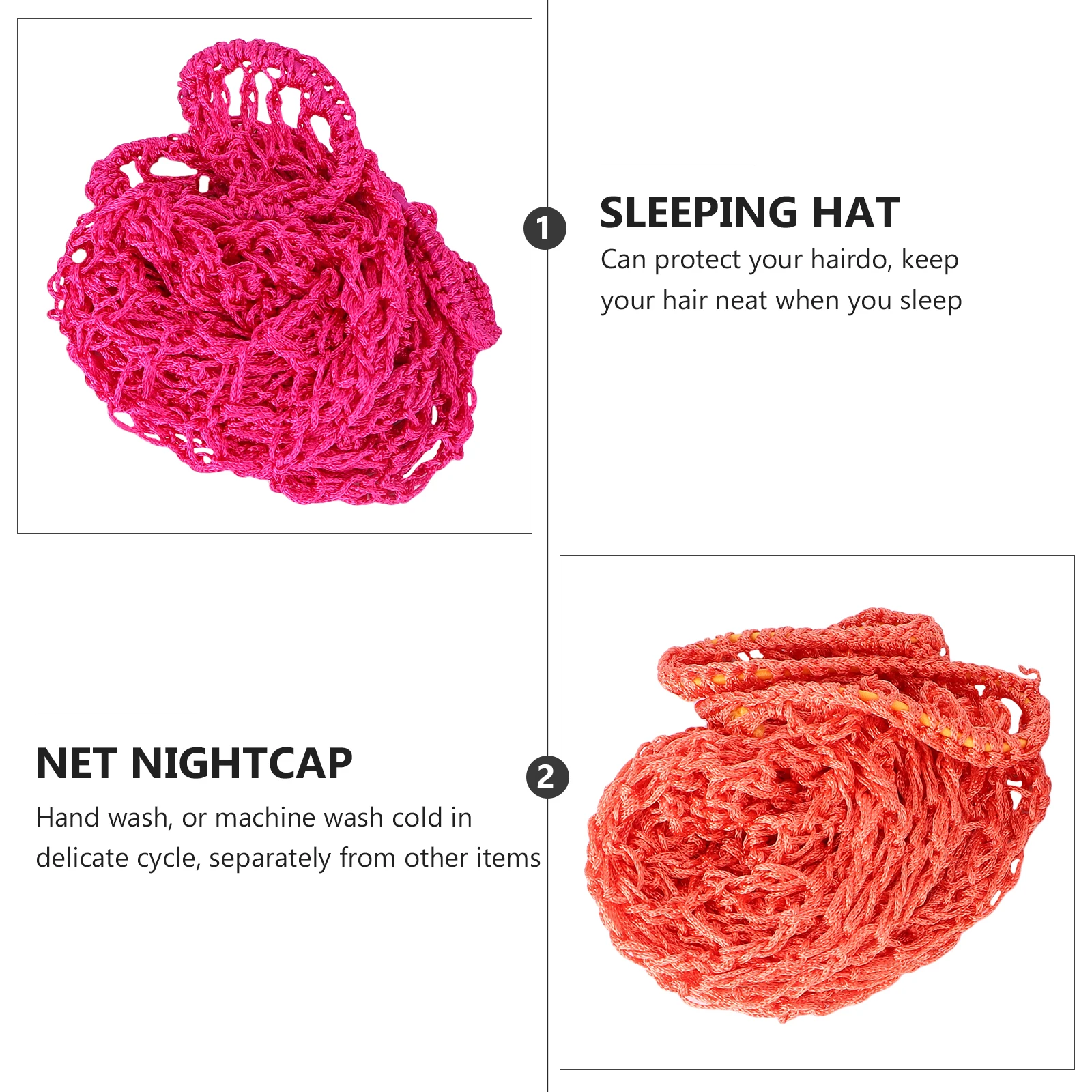 

2 Pcs Hat Mesh Hair Sleep Tool Sleeping Bonnet for Curly Woman Crocheted