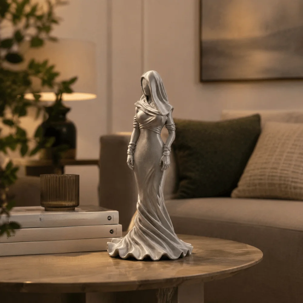 Minimalist 3D Printed Dancing Lady Statue Flowing Skirt Elegant Women Character Statue Home Decor Girl Sculpture Office