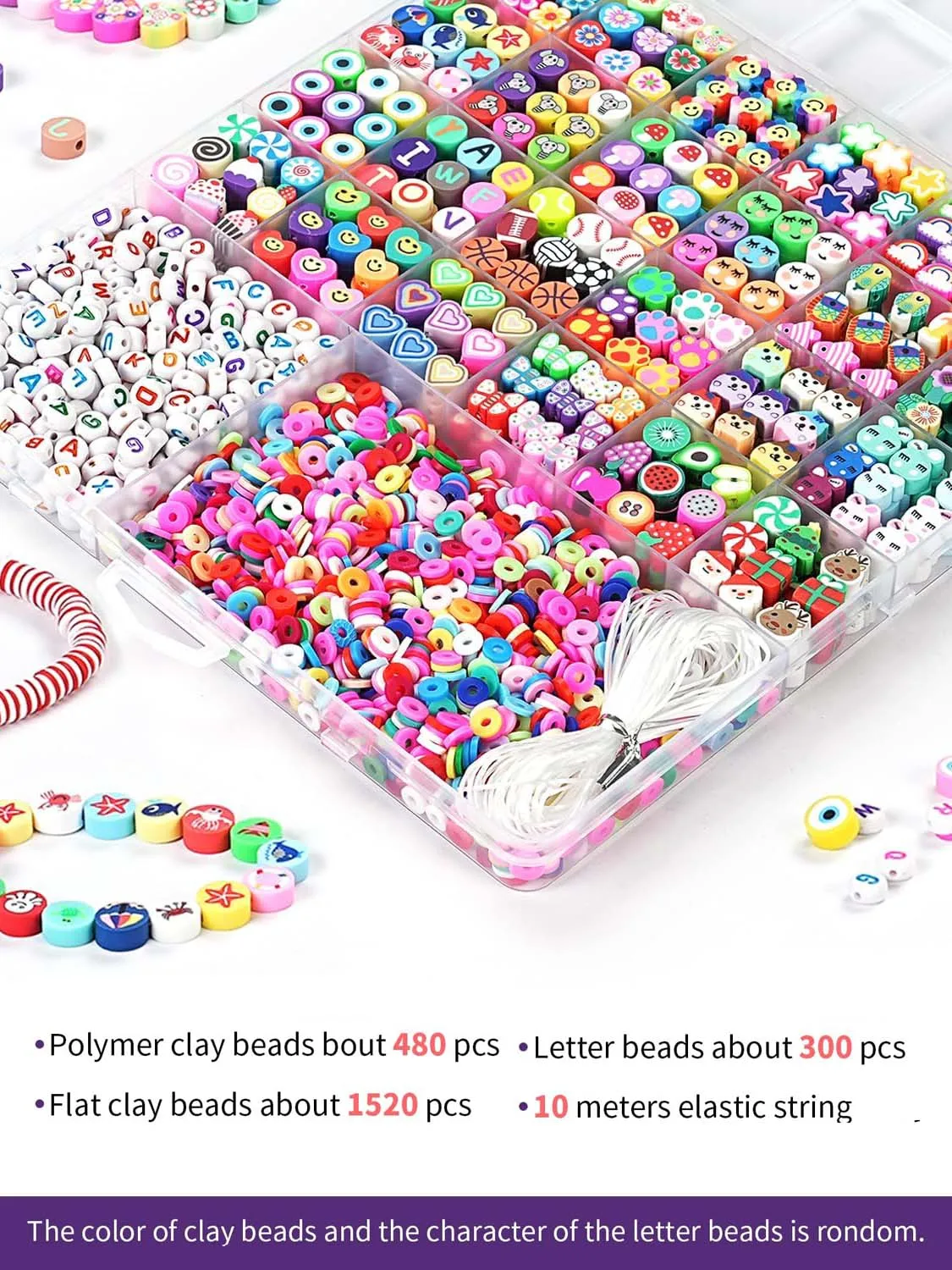 2300pcs Polymer Clay Beads Friendship Bracelet Making kit Cute Fun Charms Beads for Bracelet Making DIY Arts Crafts Gifts