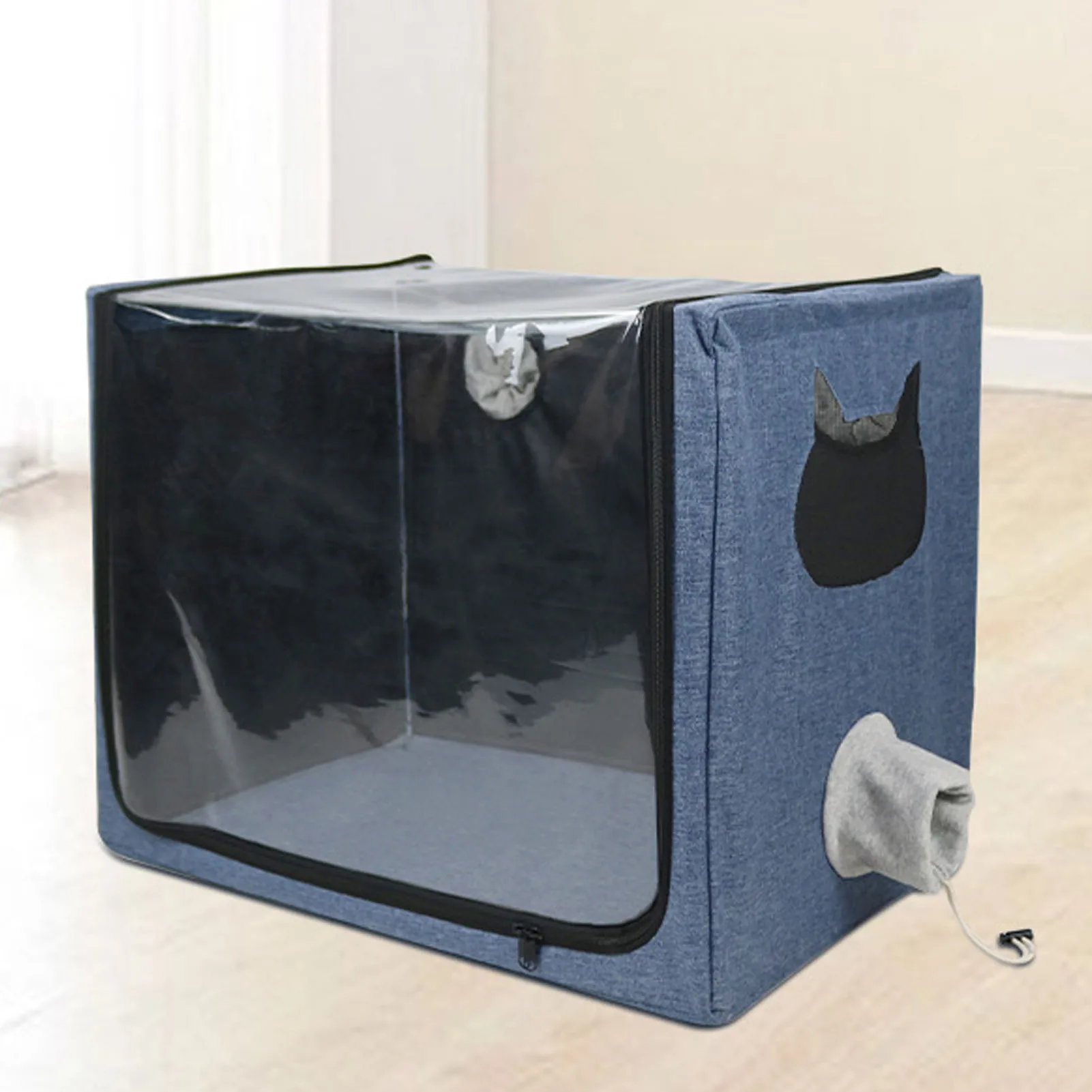 Pet Atomization Cage Pet Nebulizer  Foldable Spacious Dual Holes Cat Dog Oxygen Chamber Inhalation Box for Home Pet Hospital