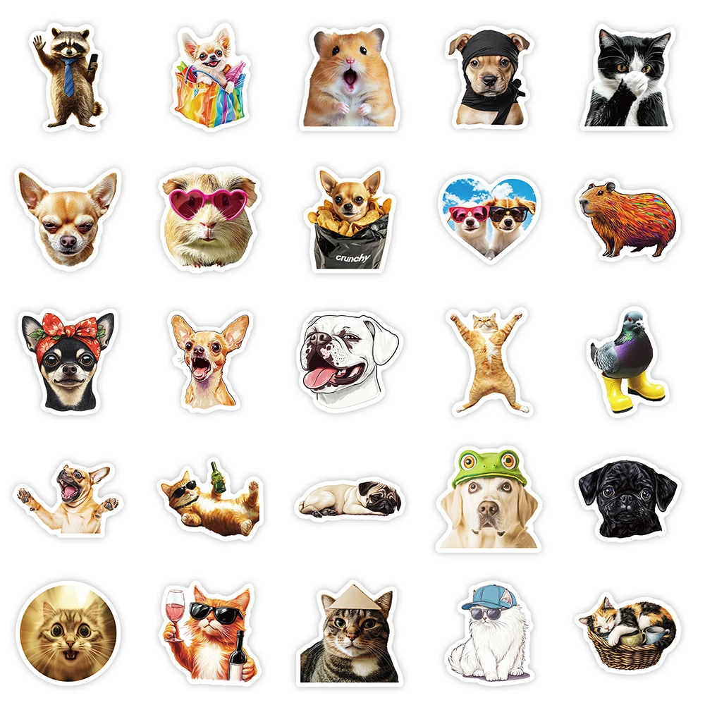 10/30/50PCS Mix Animal Funny Dog Cat Meme Stickers DIY Notebook Laptop Phone Suitcase Fridge Decoration Sticker Kid Classics Toy