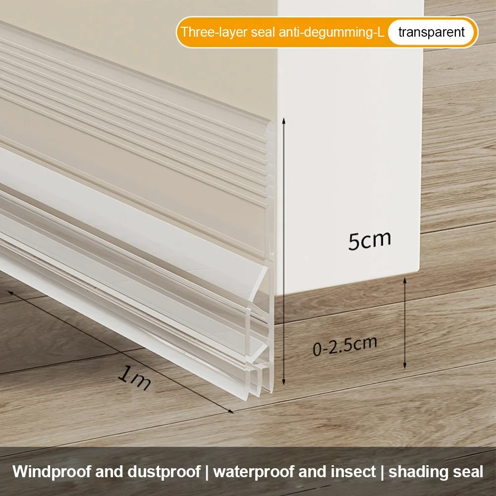 100cm PVC Door Bottom Seal Strip Flexible Wind Noise Reduction Stopper Door Blocker Anti Collision Dustproof Soundproof Strip