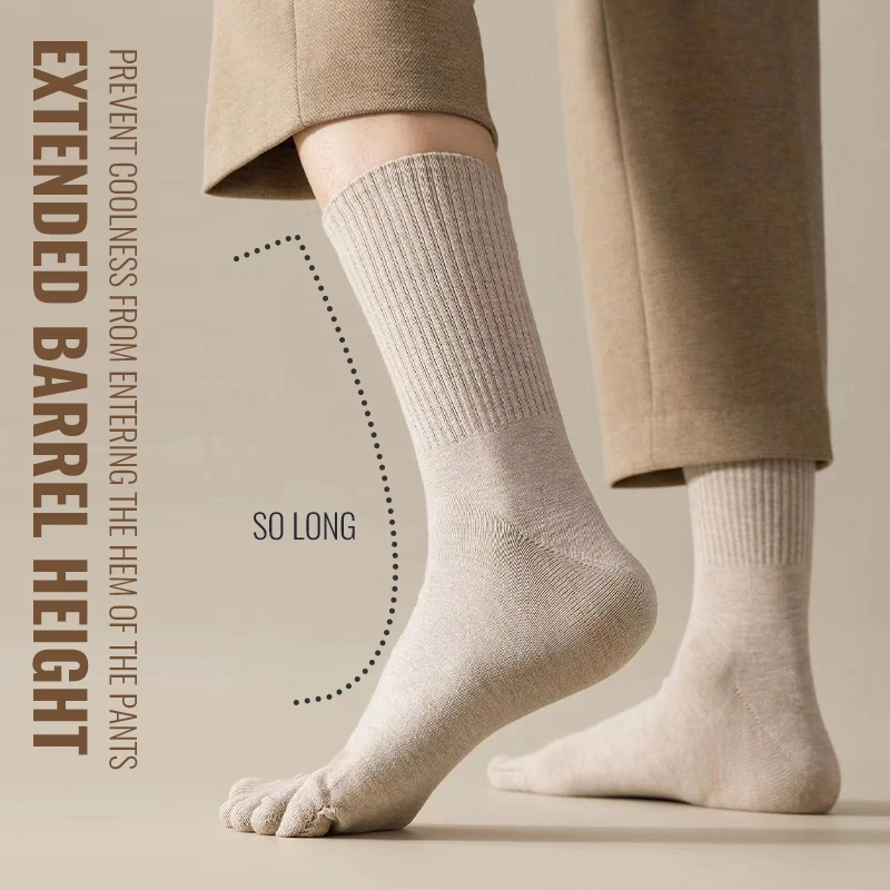 MiiOW calcetín de cinco dedos para hombre, calcetín de Cachemira resistente al frío con punta abierta, calcetines gruesos y calentados de lana Merino cálidos para invierno, vestido de negocios