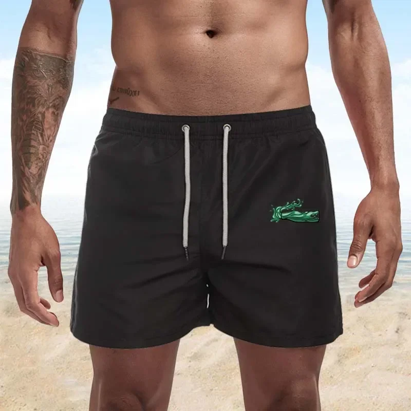 New Men\'s Quarter Casual Shorts Summer Swimming Trunks Men\'s Boxer Shorts Beach Shorts Surfboard Drawstring Pants Men\'s S-4XL