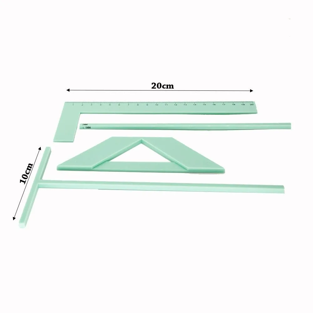 4Pcs/Set Plastic Bookbinding Ruler Set Efficient Production Convenient Binding T Ruler Spacing Guide