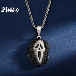 JINAO  New Skull Skeleton Pendant Necklace Iced Out High Qualtiy Cubic Zirconia Hip Hop Jewelry For Gift Charms Chain