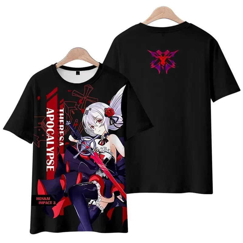 2025Anime Game Honkai Impact 3 COS Kiana Kaslana Elysia Raiden Mei Herrscher of Sentience 2025 Unisex Fashion Trend T-shirt