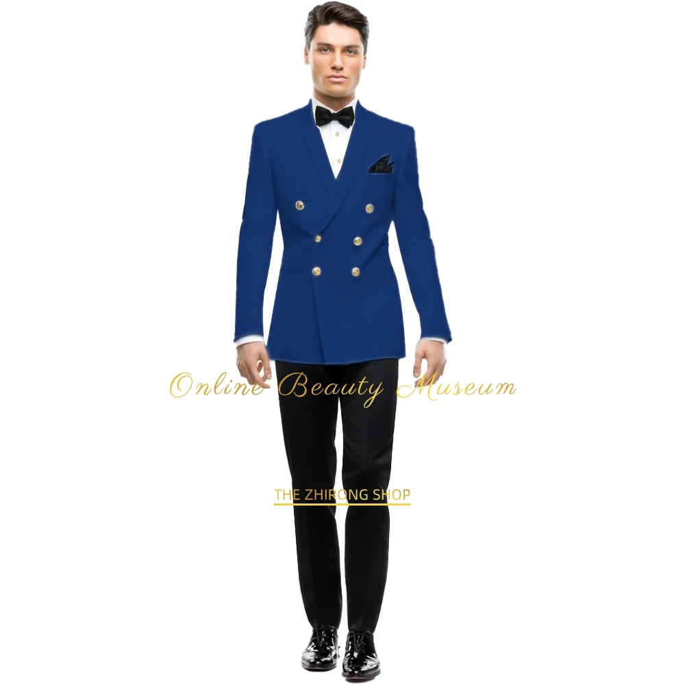 Men\'s Ivory 2-piece Suit with Gold Double-breasted Buttons, Wedding Banquet Event Adult\'s Day and other Formal Occasion Wear