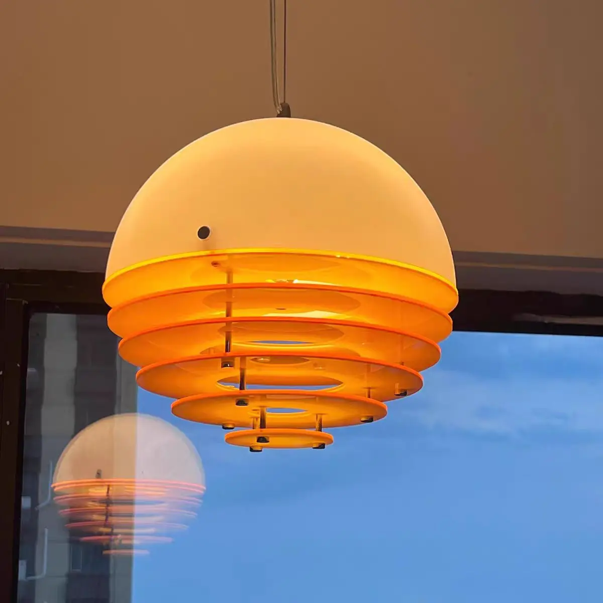 Vintage Sunset pendant lamp Gold Orange globe lamp Bedside Restaurant Bar Balcony Decor Design Retro Bauhaus beside mooding lamp