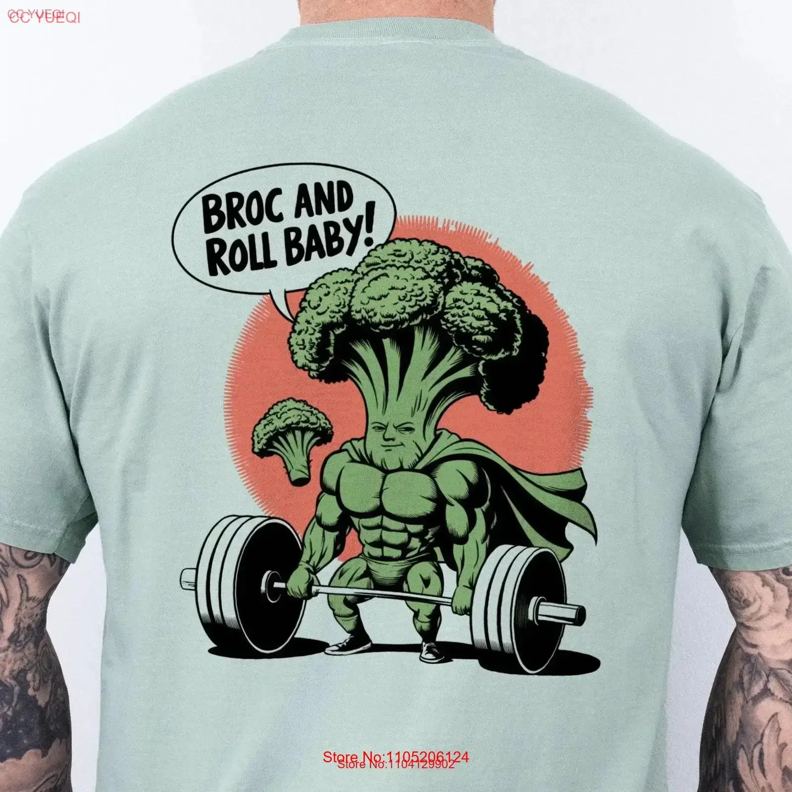 

Funny Broccoli Bodybuilder T Shirt Broc and Roll Fitness Unique Gym Humor Muscle Veggie WorkouT for Lover vintage Washed