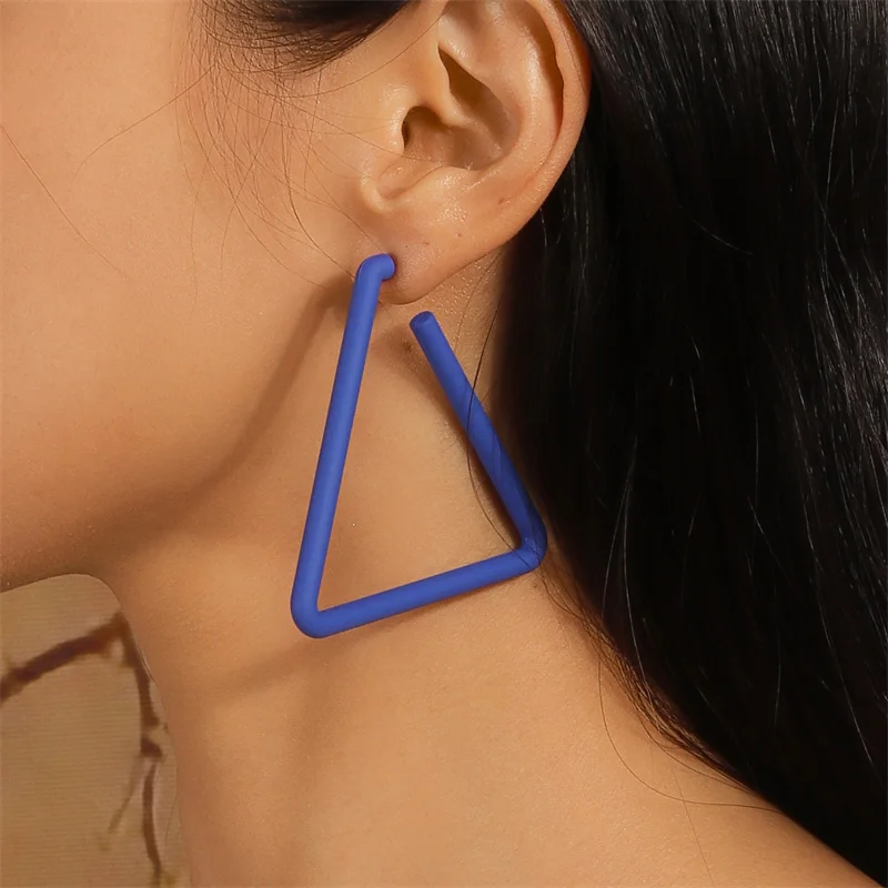Aihua Fashion Geometrische Persönlichkeit Neon Acryl Großer Herz-Creolen-Ohrring für Damen Koreanischer Hohl-Dreieck-Stern-Ohrring Schmuck – Detail 13