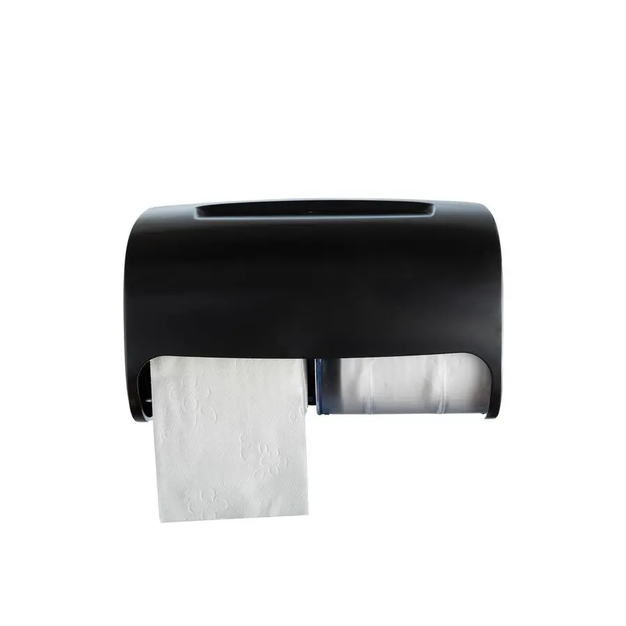 

Toilet Paper Dispenser Wall Mount, Double 2 Roll Locking Toilet Paper Holder Black, Compact Two Roll, Side by Side Design Tissue