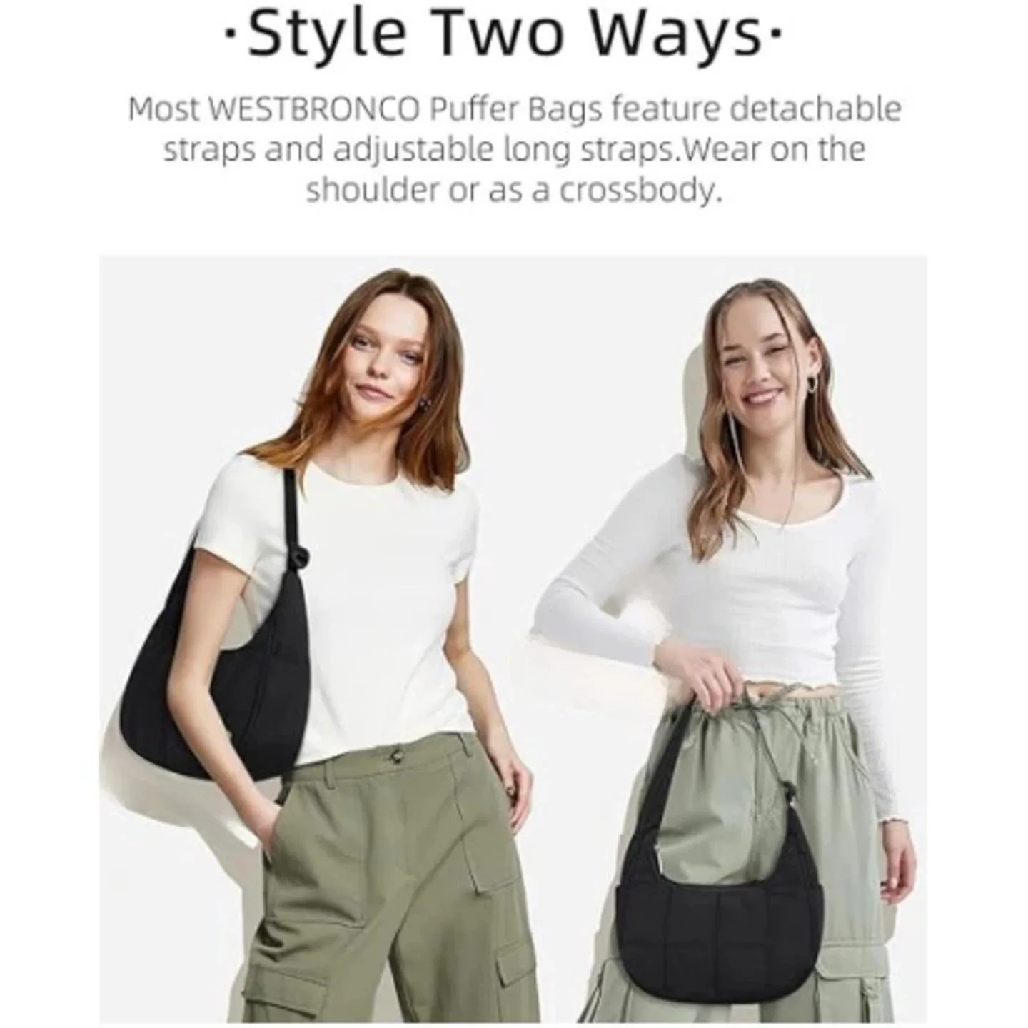 패셔너블한 여성용 나일론 다운 백 크로스바디 핸드백 숄더백 여성용 슬림 보더리 클린핏 씨 웜 오트 길이