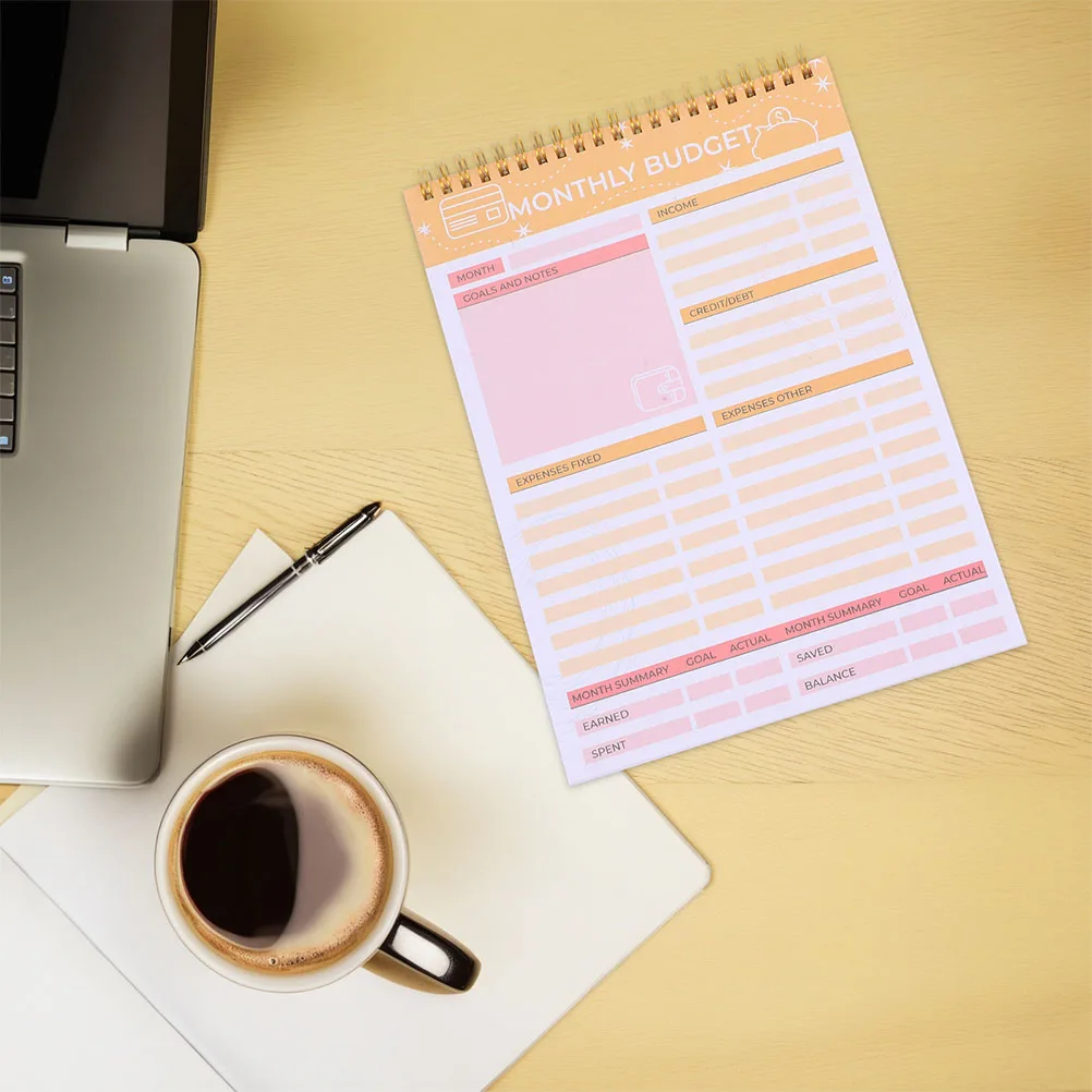 2 قطعة ورق دفتر ملاحظات حلزوني مجلة مالية لتتبع الفواتير الشهرية وإدارة النفقات وتوفير المال #1