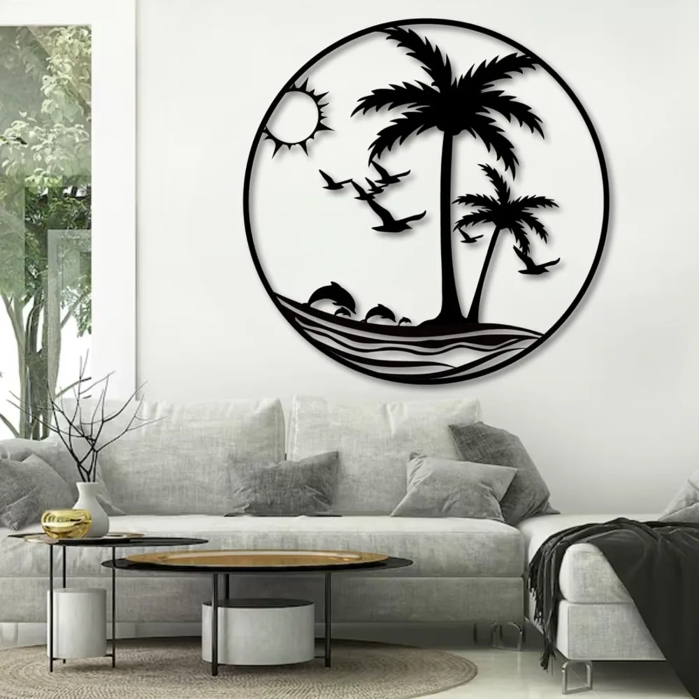 Palm Tree Outdoor Wall Art,Tropical Palm Tree Wall Decorations for Living Room,Outdoor Wall Decorations for House