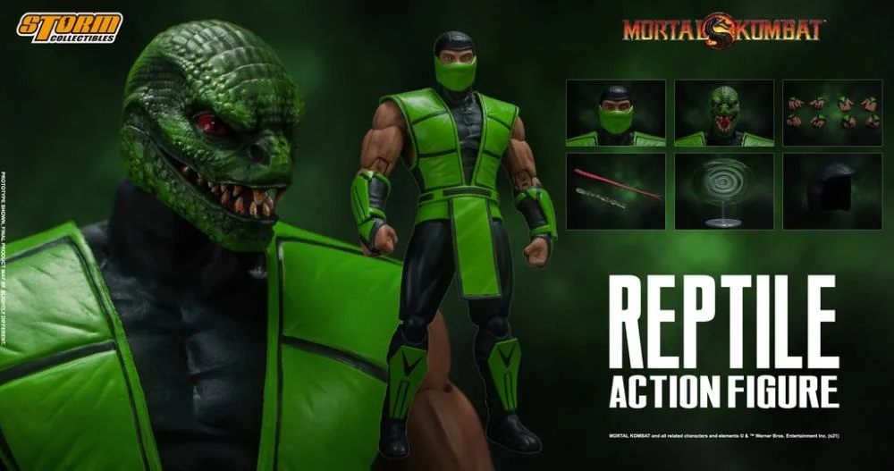 En stock: Figura de acción original de la serie Mortal Kombat VS de Storm Collectibles, modelo Reptile 1/12, colección de anime.