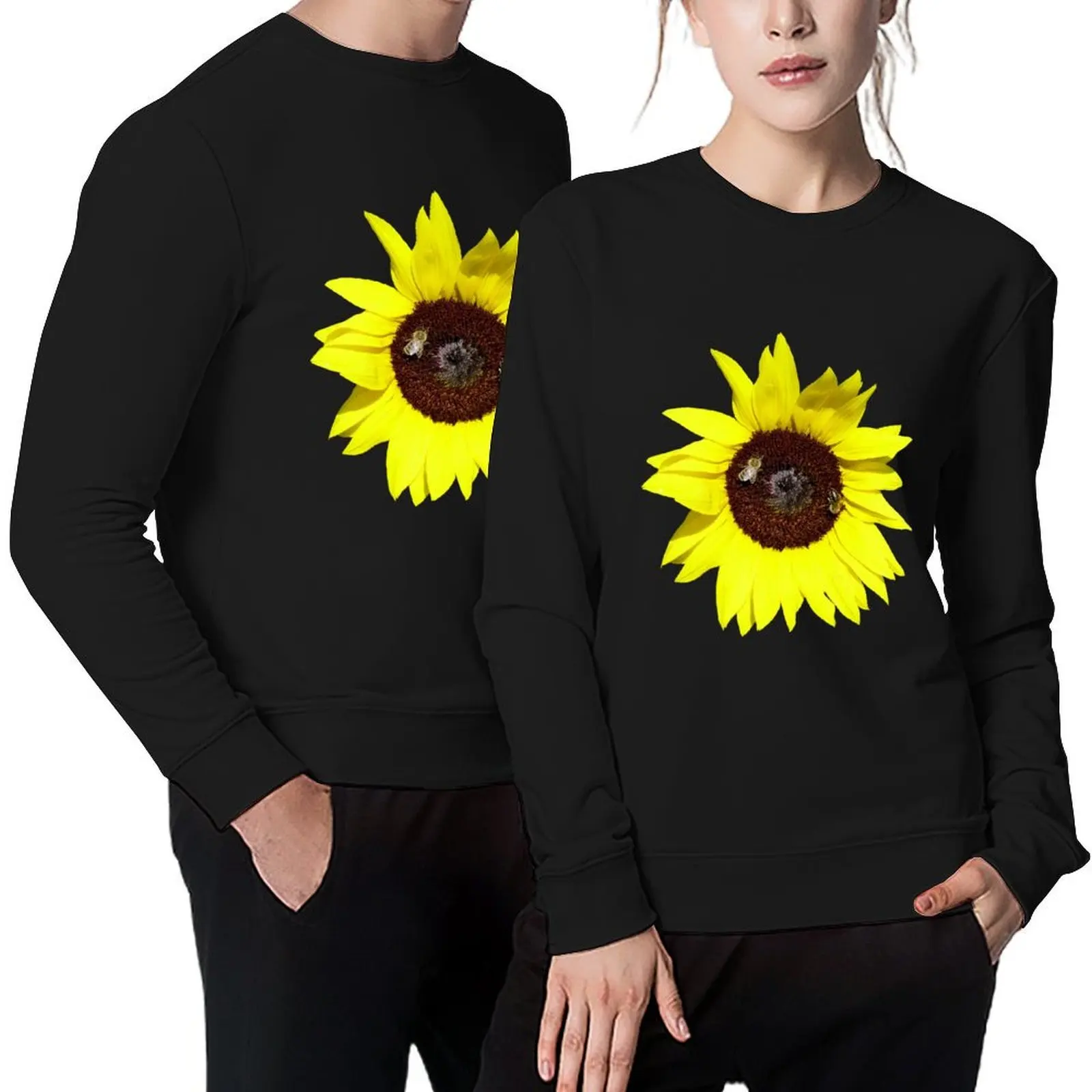 

Happy bees on a sunflower Pullover mens designer clothes winter clothes autumn new products fashion men oversize sweatshirts