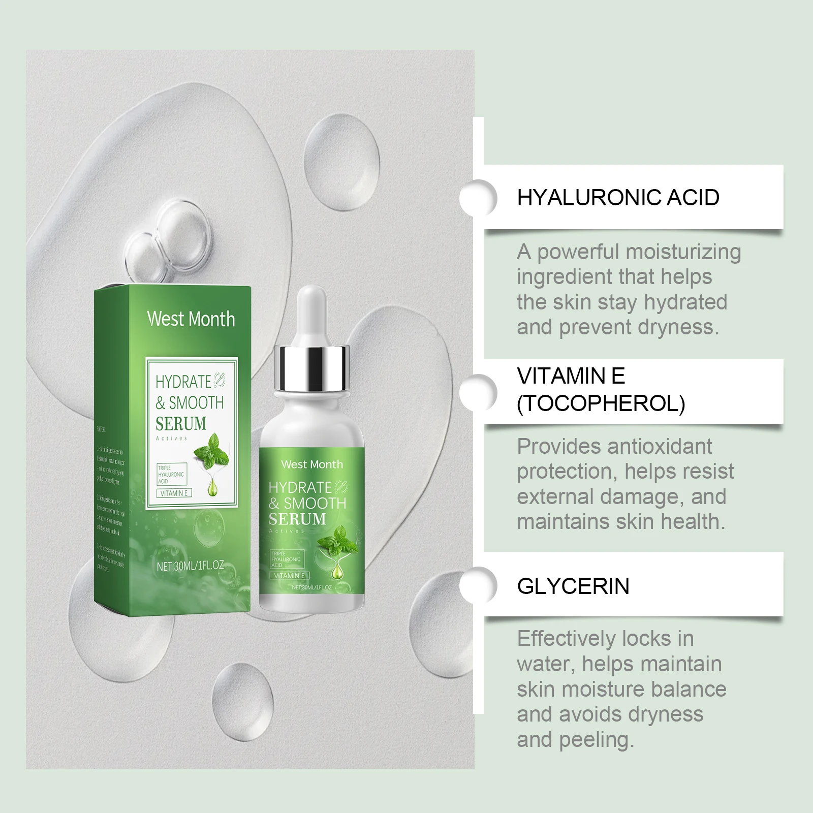 مصل الوجه بحمض الهيالورونيك للبشرة الجافة لوشن ترطيب الشتاء مع مرطب الوجه اليومي الجلسرين للنساء 30 مل