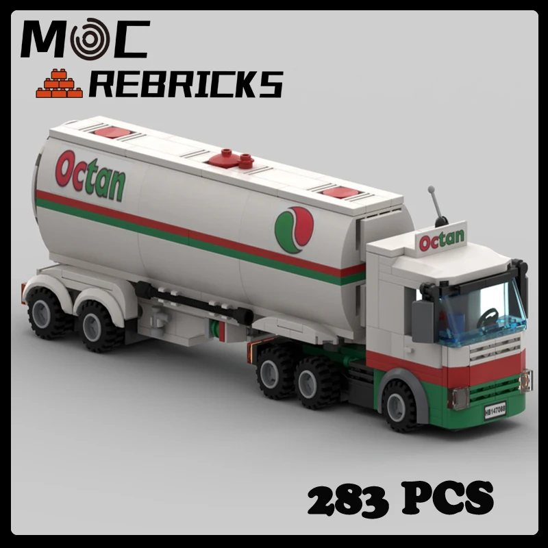 MOC Transportation Series Gas Transit Trucks Model DIY Assembling Brick Building Block Puzzle Boys Toys Kids  Xmas Creative Gift