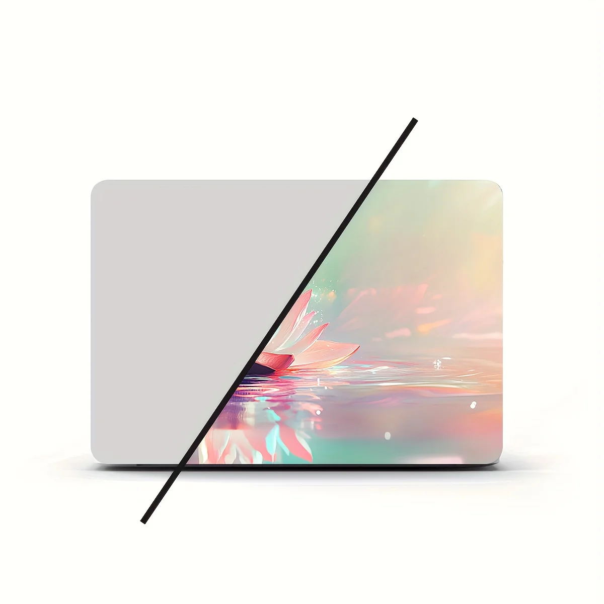 Vinyl Laptop Case Lotus Rainbow Sticke 2 Pieces Set Scratch Resistant DIY Art Case for Laptops  Easy To Paste Self-adhesive