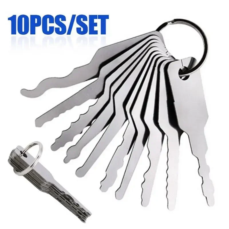 10 Pcs Car Unlock Door Open Keys Automotive Precision Hook Hand Duty Tools Car Pick Tool Kit Heavy Duty Hand Jiggler Keys