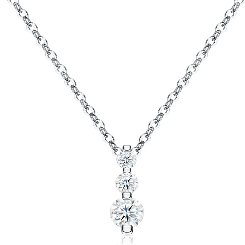 ZFSILVER Fashion Classic 925 Silver Moissanite Trend Simple Paw 2 Point Necklace For Charm Women Accessories Jewelry Gift N17647