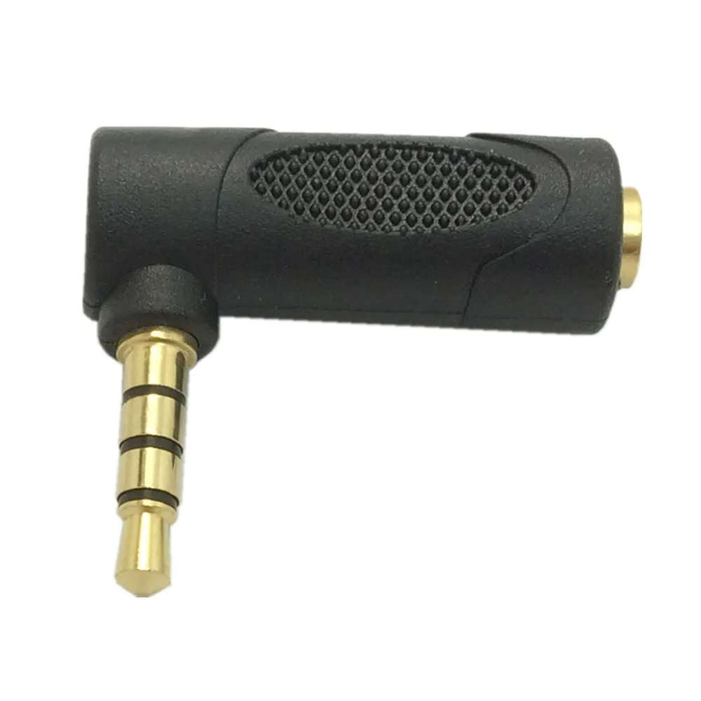 Gold 3.5mm 3&4 Pole Stereo 90 Degree Right Angle Female to 3.5mm 3Pole Male Audio Plug L Shape Jack Adapter Connector