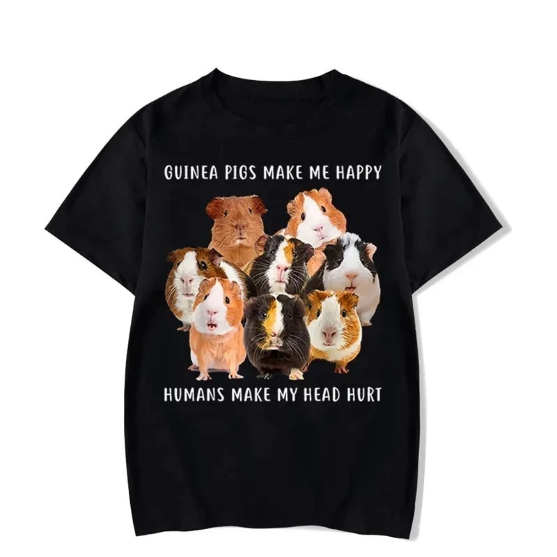 Guinea Pigs Make Me Happy Graphic Tshirt Funny Paw Fashion Harajuku T-shirt Hip Hop Women T-shirt Trend Tee Shirt Women Clothing