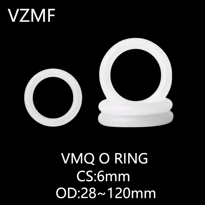 

VMQ O RING CS 6mm OD 28~120mm White Silicone Sealing Ring Food Grade Silicone Insulation Shape Sealing O-ring Silicone Ring