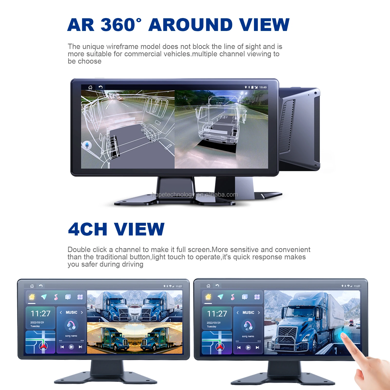 Caminhão HD 360 Graus Bird View Mini Câmera Panorâmica DVR 10,36 Polegadas Android OS 4G GPS WIFI Carro DVR