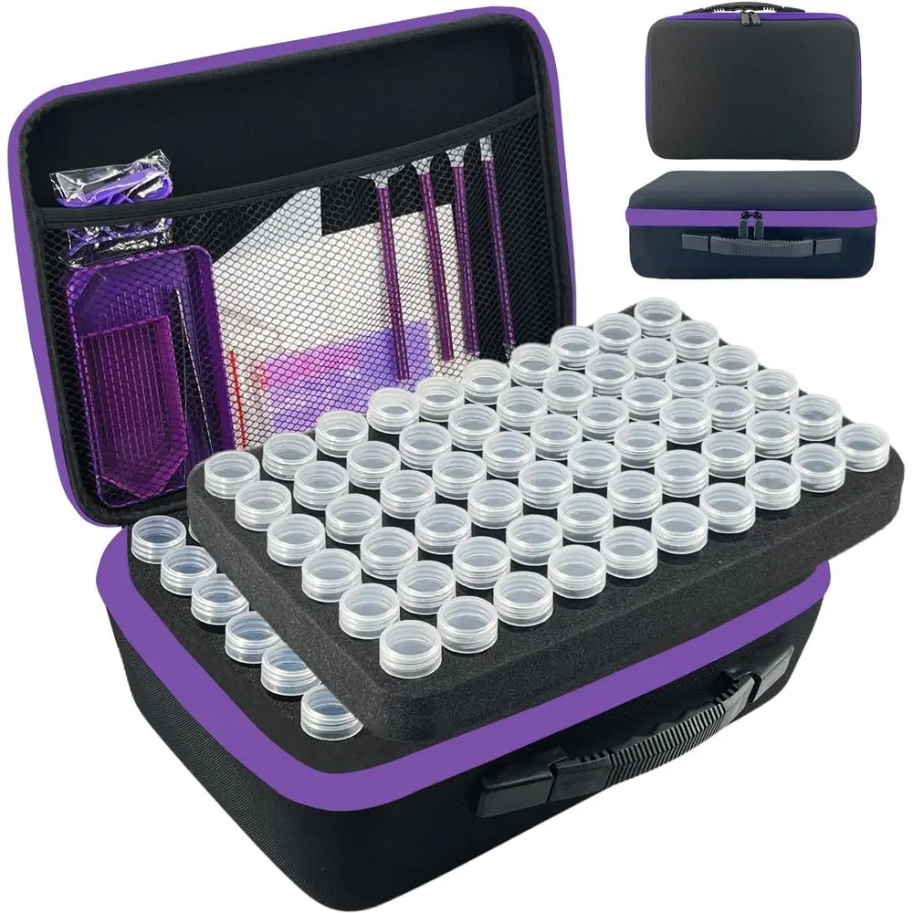 

Diamond Painting Storage Containers, 120 Slots Diamond Art Accories and Tools Kits Storage Box(Black)