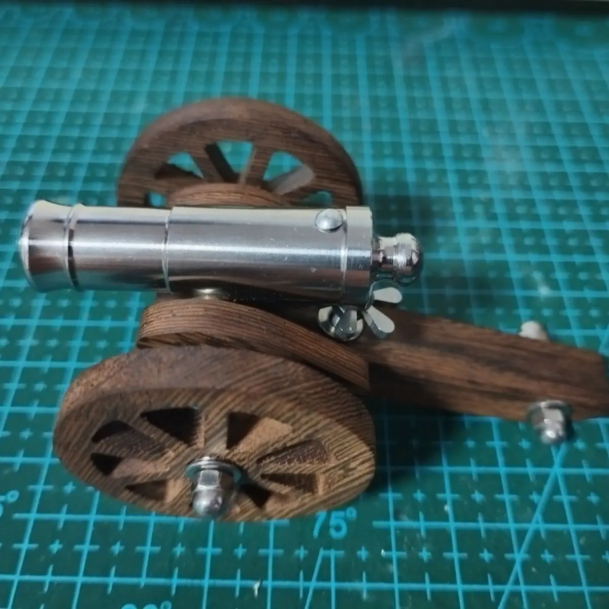 Stainless Steel Napoleon Cannon Model with Rosewood Carriage, Home Decor Ornament for Military Collector's Display