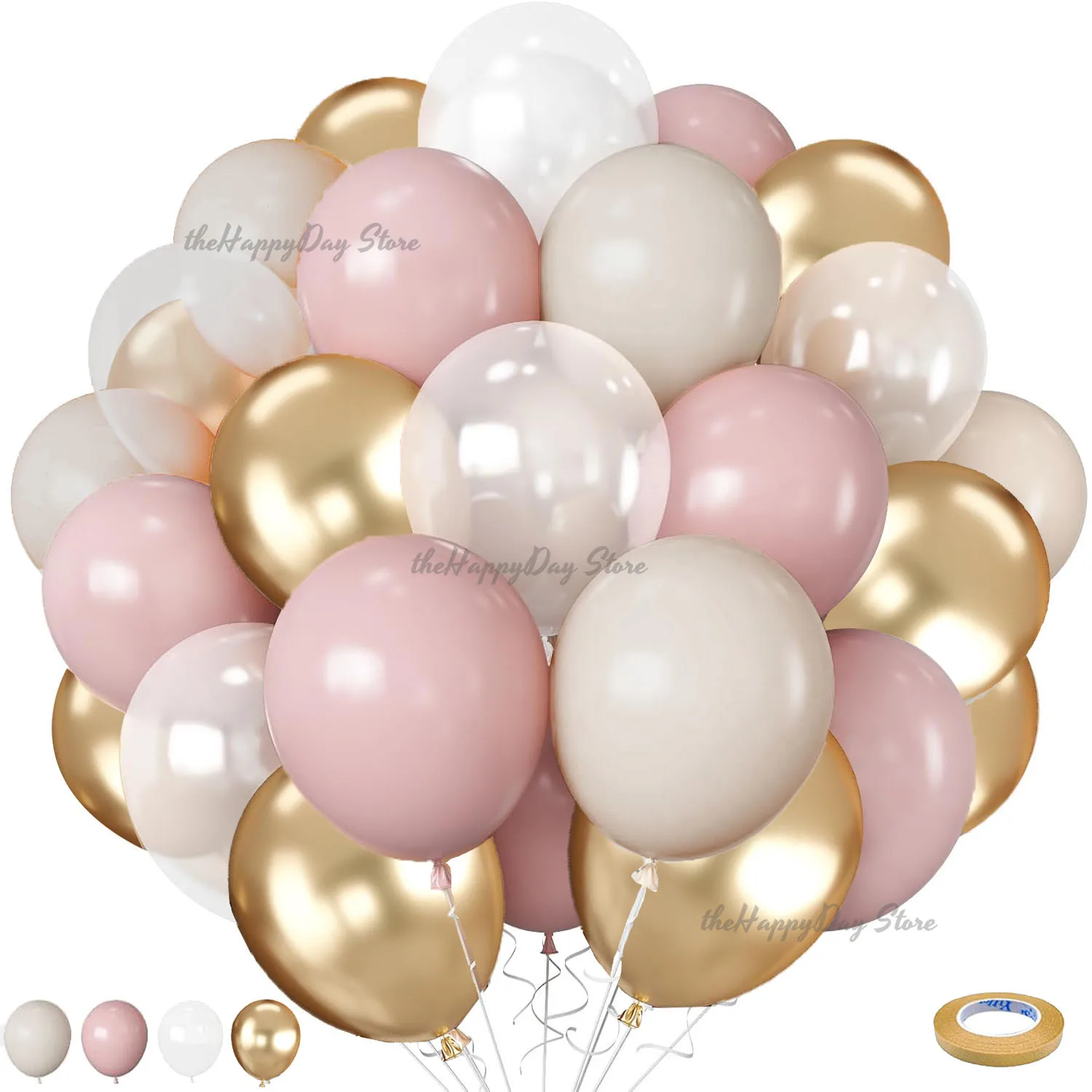 40 Stück Boho Rosa Sand Weiß Latex Ballons 10 Zoll Metall Chrom Gold Ballons für Geburtstag Hochzeit Baby Shower Party Dekor Globos