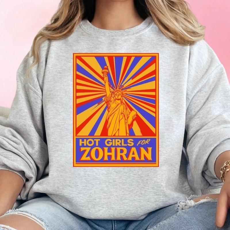 

Hot Girls for Zohran: Zohran Mamdani Hooded Statue of Liberty NYC Mayoral Race Victory Liberal Long Sleeve Thermal Hoodie Tops