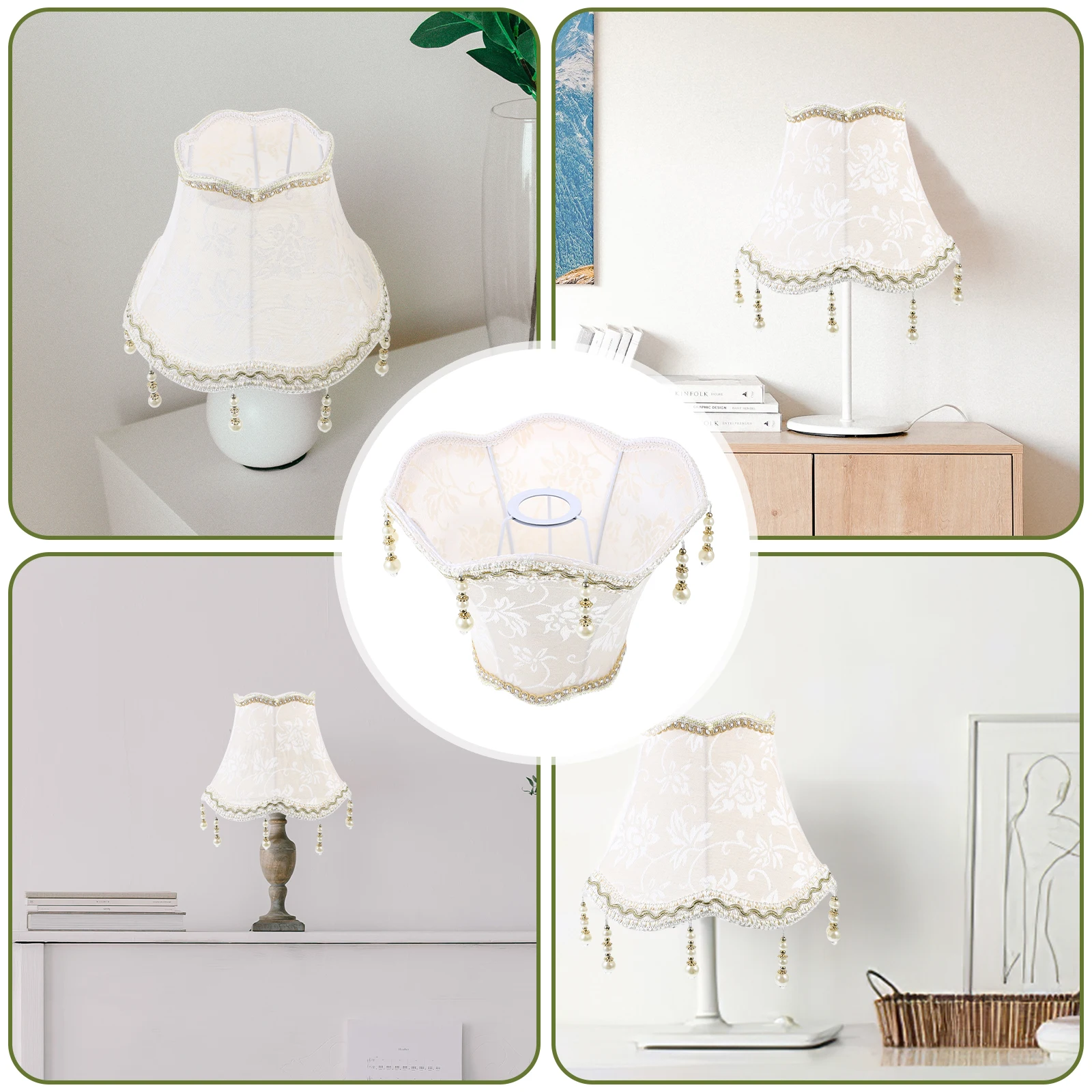 

Durable Macrame Beads Lamp Shade Table Light Cover Vintage Decorative Tassel Warm Atmosphere Practical Use Lamp Shade