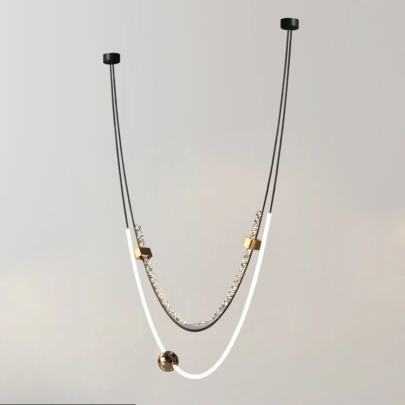 

Living room modern simple hanging line new designer Italian art chandelier single tea room restaurant bar lamp