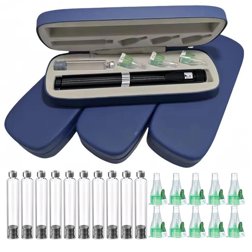 Black Reusable Adjustable 60U Dose Injection Pen 3ml Cartridge Pen Tip & Box Compatible Syringe Pen for Insulin Injection